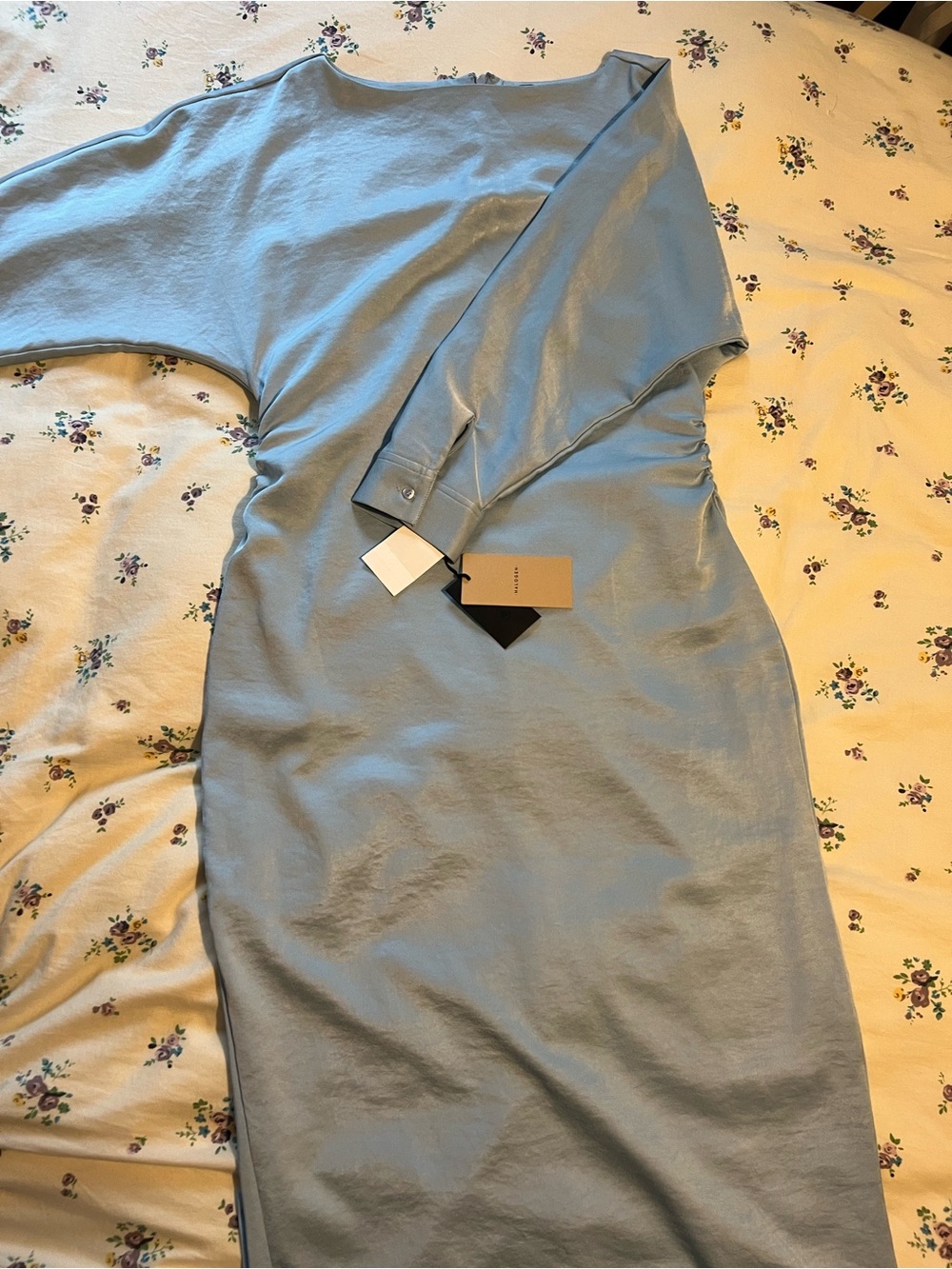 Halogen Sky Blue Long Sleeve Midi Dress